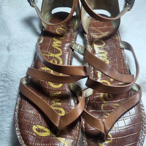 SAM EDELMAN SANDAL SIZE 7 COLOR BROWN FLAT LEATHER - Picture 6 of 7